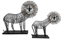 Two Mid Century BERTOIA Style Wire Lions