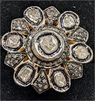 Silver Rose Cut Diamond(2.9ct) Ring
