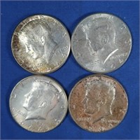 4-1964 Kennedy Half Dollars-90% Silver