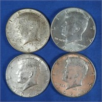 4-1964 Kennedy Half Dollars-90% Silver