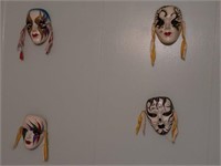 (4) Vintage Painted Carnival Masks