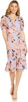 Adrianna Papell Floral Print Chiffon Dress Size 16