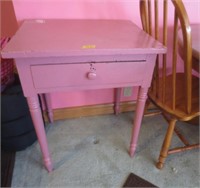 Pink painted one drawer stand, 24" wide