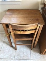 Antique child’s school desk with chair