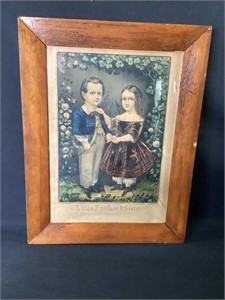 Early Currier & Ives Little Brother & Sister Print