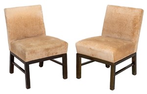 Mid-Century Modern Upholstered Slipper Chairs, 2