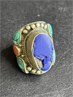 Nepalese Tibetan Alpaka turquoise ring