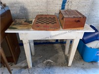 Homemade table, dovetail cedar box with inlaid