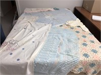 Antique Handsewn Baby Blankets/Crocheted Outfit