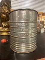 Vintage metal Bromswell flour sifter.