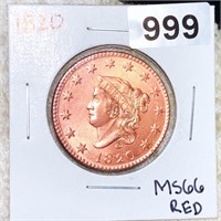 1820 Coronet Head Large Cent SUPERB GEM BU RED