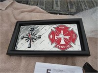 Framed Fire Rescue Clock