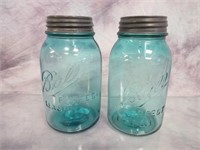 Two Vintage Ball Jars w/Zinc & Glass Seals