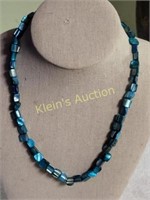 Sterling & Blue Abalone Shell Necklace 21"