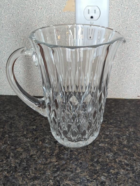 VINTAGE SIGNED HEAVY CRYSTAL WATER PITCHER