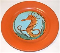 RARE Catalina Island Pottery Red Seahorse Platter