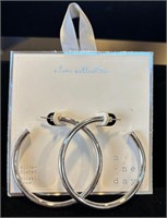 Sterling Silver Medium Tube Hoop Earrings