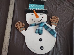 Large hand-painted snowman wall decor 23 x18