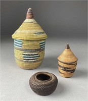 3 Finely Woven African Baskets