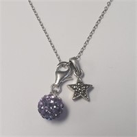 $80 Silver Marcasite And Cz 16" Necklace