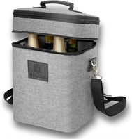 HAMILO 4 Bottle Wine Carrier - Gray  Insulated