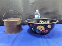Vintage Lunch Pail & Painted Bowl