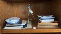 Shelf Lot with small easel, Envelopes, notebooks,