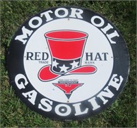 Advertising Metal Motor Oil Red Hat Gasoline