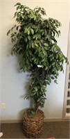 Large faux plant in basket