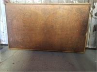 LARGE COPPER OLD WORLD MAP ON WOOD TABLE TOP