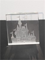 Disney Etched Glass Castle Paperweight