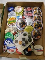 Box full of political buttons - The Jones's Are