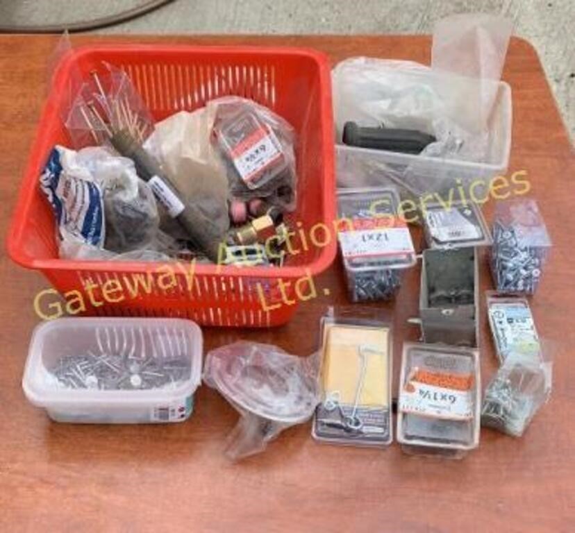 Assorted screws, nails, washers & pipe fittings