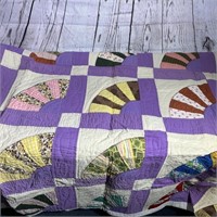 Hand Sewn Quilt with Fan Pattern