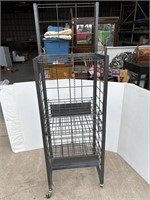 Metal shelf unit on casters