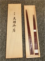 2 sets wood chopsticks w/box
