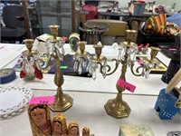 2PC CANDLESTICKS W LUSTERS