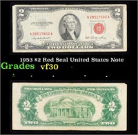 1953 $2 Red Seal United States Note Grades vf++