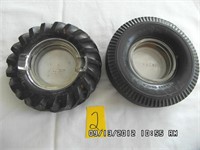 Pair of 2 Firestone glass rubber ashtrays