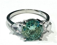 GORGEOUS 3CT MYSTIC AQUA QUARTZ/CZ ESTATE RING