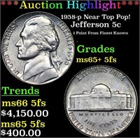 ***Auction Highlight*** 1958-p Jefferson Nickel Ne