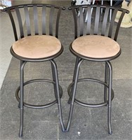 Metal Swivel Barstools with Microsuede Seats