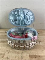 Basket with Sewing Supplies