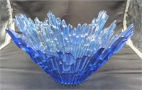 Large blue art glass bowl. 7.5"h. x 13"w.