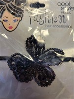 Cool Style Fashion Black Sequin Floral Hair Tie