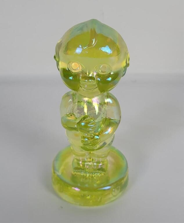 Vtg Uranium Glass Kewpie Doll