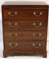 Banded inlay 4 drawer bachelor chest w/ pull out