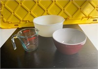 Measuring cup and two mixing bowls