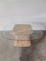 Glass Top Wicker Style Base Table