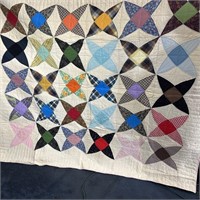 Hand Sewn 4pt Star Pattern Quilt